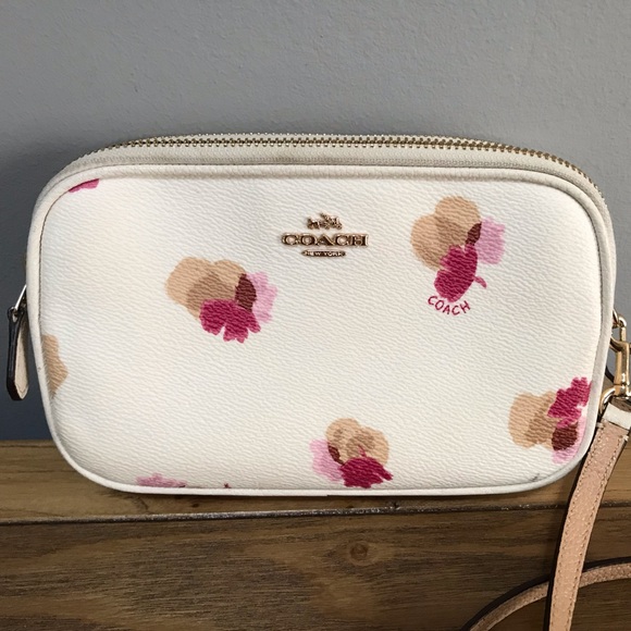 Coach Handbags - Coach Crossbody Clutch Bag - White w Floral Print